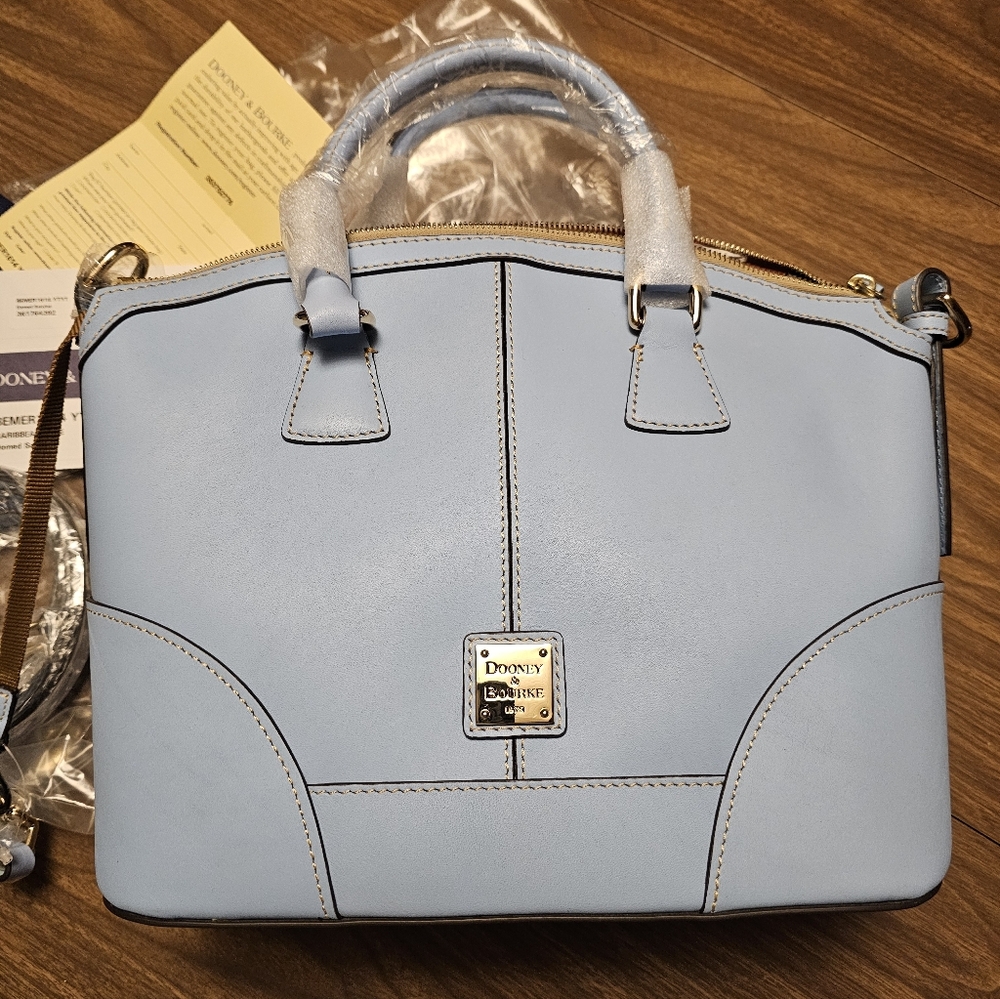 Dooney & Bourke Carribean  Blue Large Domed Satchel  Handbag - Picture 4 of 9